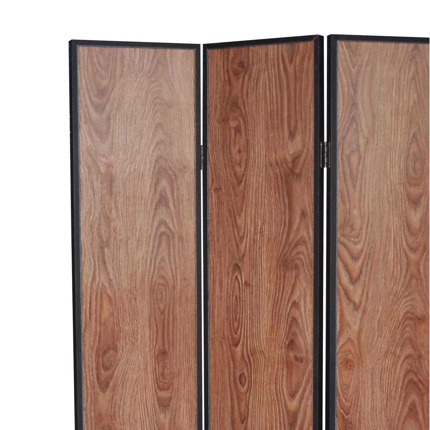 3 Panel Foldable Wooden Screen With Grain Details, Brown By Benzara | Room Divider |  Modishstore  - 3