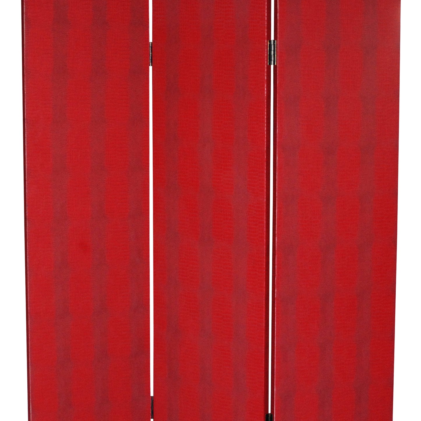 Transitional 3 Panel Wooden Screen With Nailhead Trim, Red By Benzara | Room Divider |  Modishstore  - 4