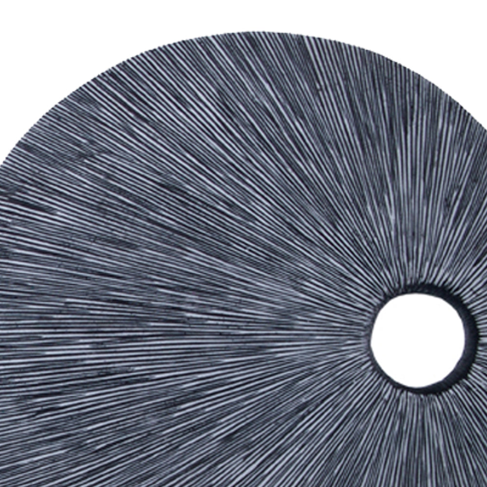 Ribbed Round Sandstone Wall Decor With Cut Out Near The Edge, Medium, Gray By Benzara | Wall Decor |  Modishstore  - 2