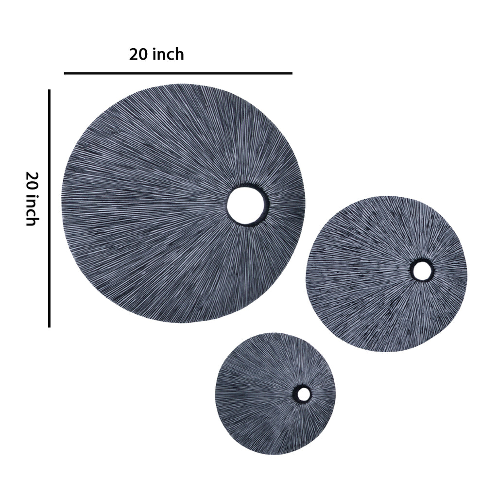 Ribbed Round Sandstone Wall Decor With Cut Out Near The Edge, Medium, Gray By Benzara | Wall Decor |  Modishstore  - 5