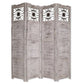 Wooden 4 Panel Screen With Textured Panels And Scrolled Details, Gray By Benzara | Room Divider |  Modishstore 