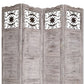 Wooden 4 Panel Screen With Textured Panels And Scrolled Details, Gray By Benzara | Room Divider |  Modishstore  - 2