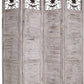 Wooden 4 Panel Screen With Textured Panels And Scrolled Details, Gray By Benzara | Room Divider |  Modishstore  - 3