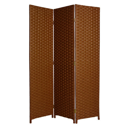 Wooden Foldable 3 Panel Room Divider With Streamline Design, Dark Brown By Benzara | Room Divider |  Modishstore 