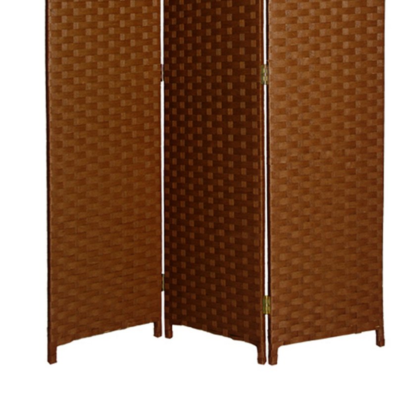 Wooden Foldable 3 Panel Room Divider With Streamline Design, Dark Brown By Benzara | Room Divider |  Modishstore  - 4
