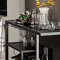 Contemporary Style Metal Bar Cart With Tempered Glass Shelves, Gunmetal Gray Black By Benzara | Bar Carts | Modishstore - 3