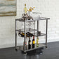 Contemporary Style Metal Bar Cart With Tempered Glass Shelves, Gunmetal Gray Black By Benzara | Bar Carts | Modishstore