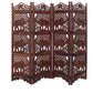 Benzara Hand Carved Elephant Design Foldable 4-Panel Wooden Room Divider, Brown By Benzara | Room Divider |  Modishstore  - 2