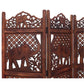 Benzara Hand Carved Elephant Design Foldable 4-Panel Wooden Room Divider, Brown By Benzara | Room Divider |  Modishstore  - 7