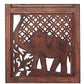 Benzara Hand Carved Elephant Design Foldable 4-Panel Wooden Room Divider, Brown By Benzara | Room Divider |  Modishstore  - 3