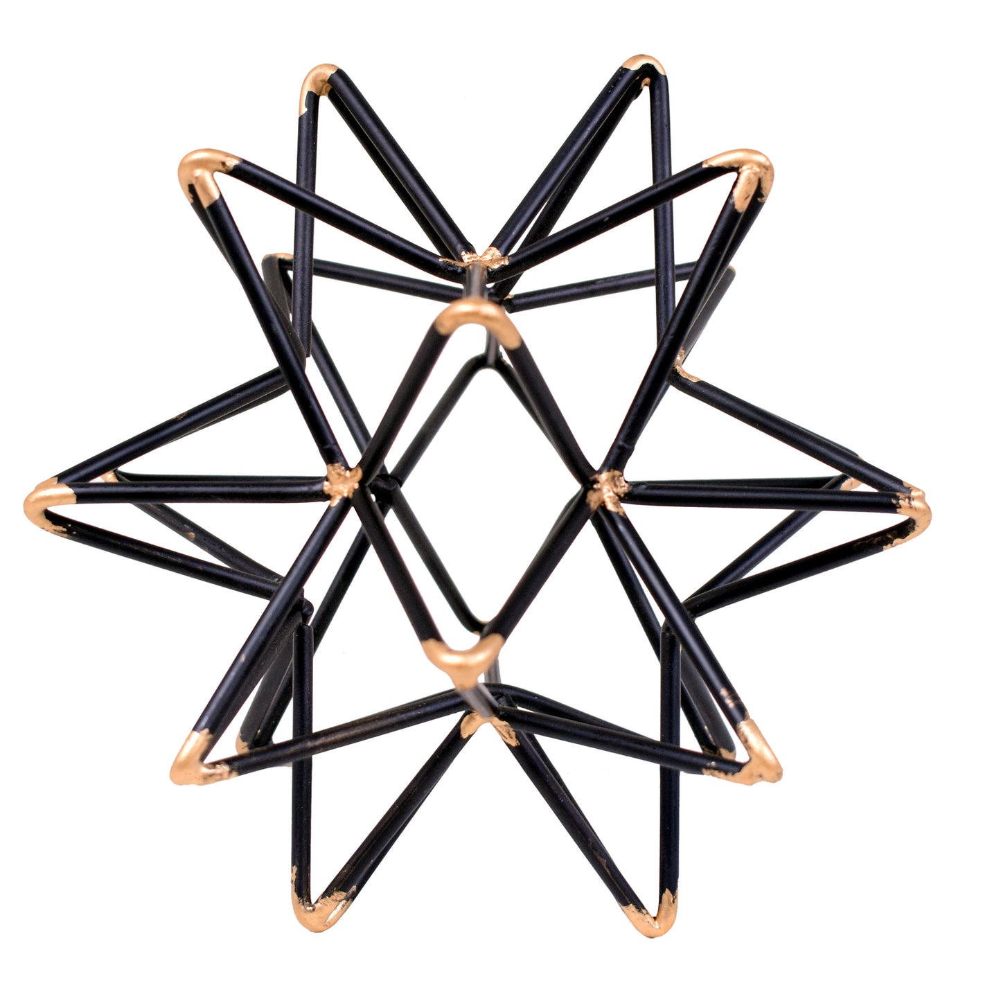 Intersecting Iron Wire Star Decor With Accented Joints, Black And Gold By Benzara | Decor |  Modishstore  - 2