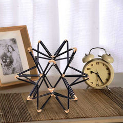 Intersecting Iron Wire Star Decor With Accented Joints, Black And Gold By Benzara