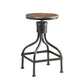 Vintage Metal Frame Swivel Counter Bar Stool With Round Padded Seat, Brown And Gray By Benzara | Bar Stools & Tables | Modishstore - 5