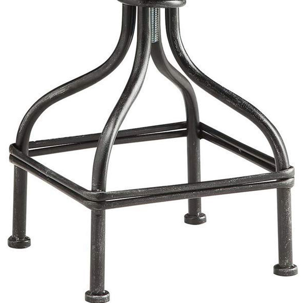 Vintage Metal Frame Swivel Counter Bar Stool With Round Padded Seat, Brown And Gray By Benzara | Bar Stools & Tables | Modishstore - 4