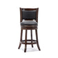 Round Wooden Swivel Counter Stool With Padded Seat And Back, Dark Brown By Benzara | Bar Stools & Table |  Modishstore  - 3