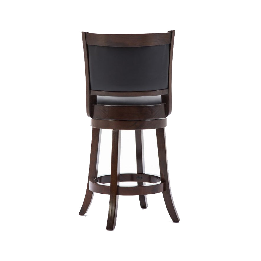 Round Wooden Swivel Counter Stool With Padded Seat And Back, Dark Brown By Benzara | Bar Stools & Table |  Modishstore  - 4