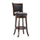 Round Wooden Swivel Barstool With Padded Seat And Back, Dark Brown By Benzara | Bar Stools & Table |  Modishstore 