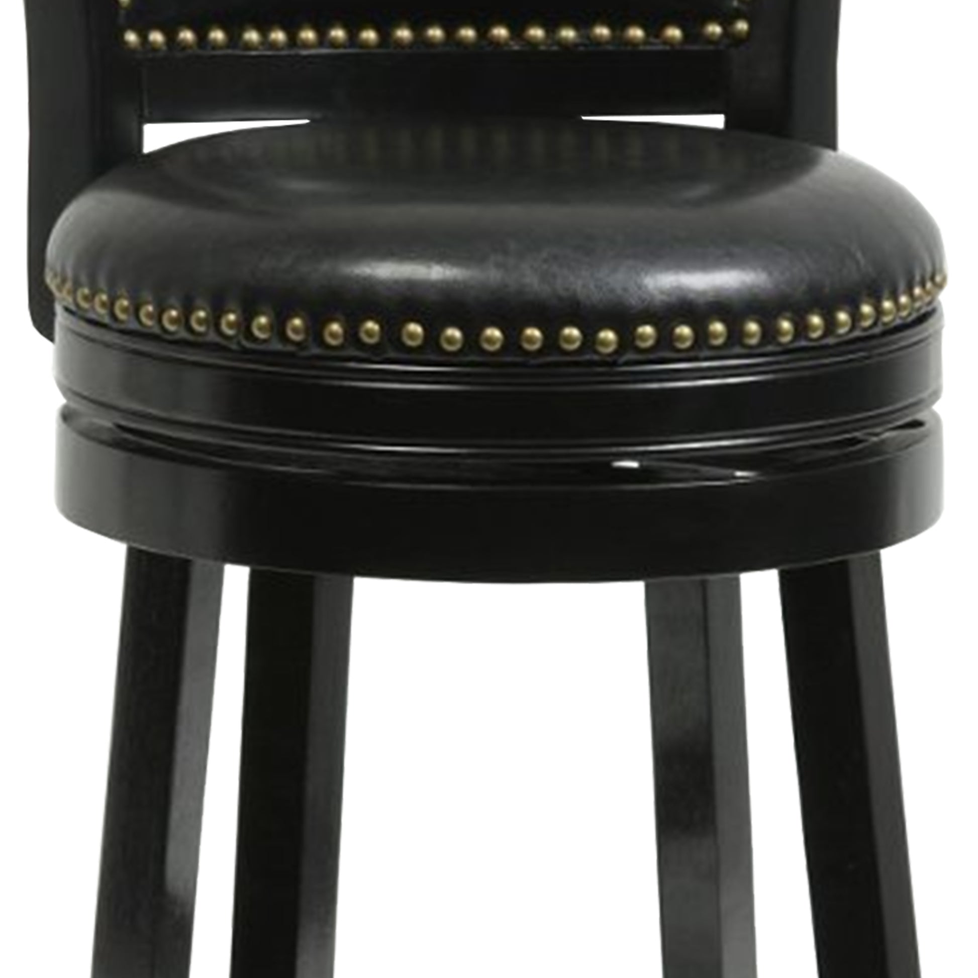 Nailhead Round Leatherette Counter Stool With Flared Leg, Brown And Black By Benzara | Bar Stools & Table |  Modishstore  - 5