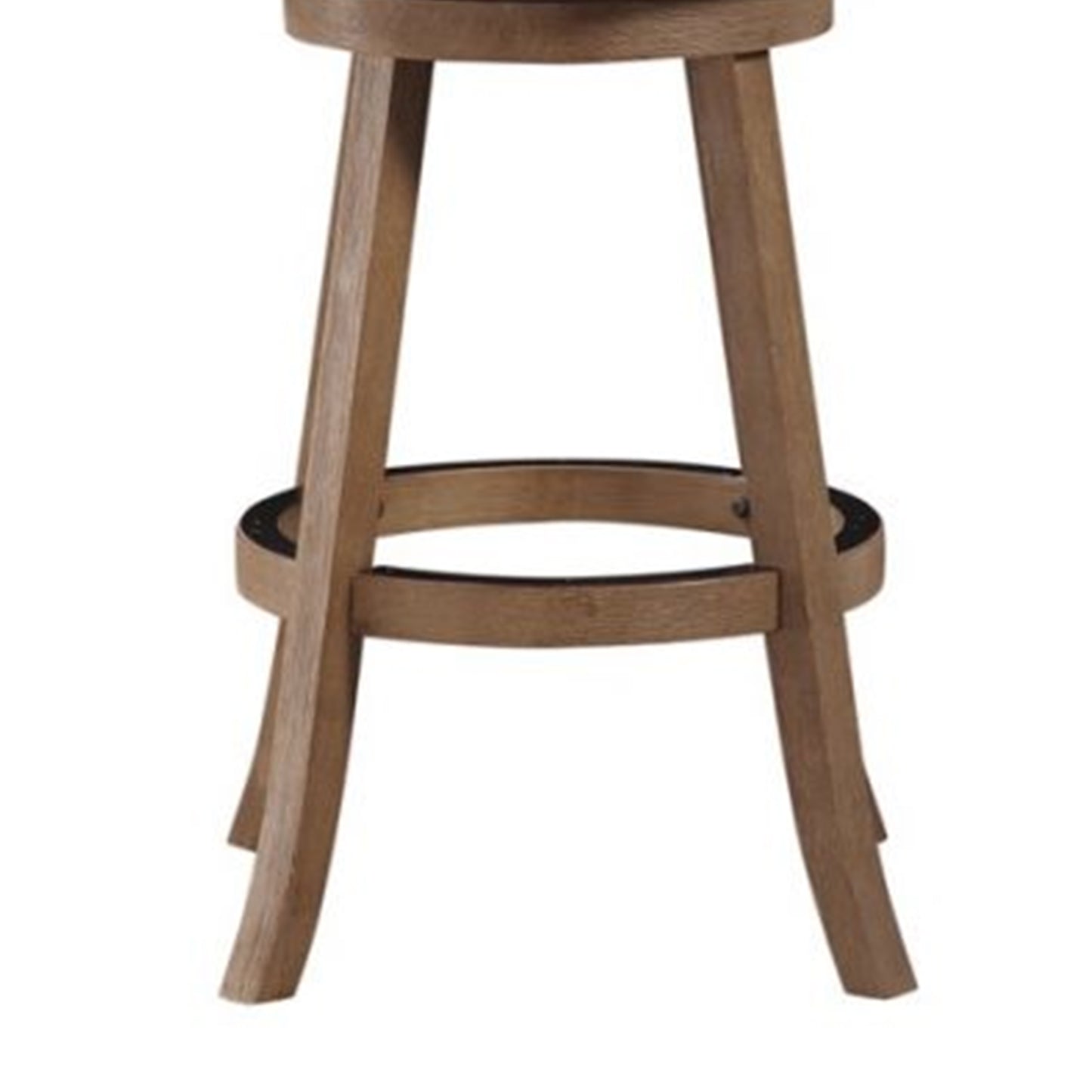 Nailhead Trim Round Barstool With Padded Seat And Back, Brown And Beige By Benzara | Bar Stools & Table |  Modishstore  - 4