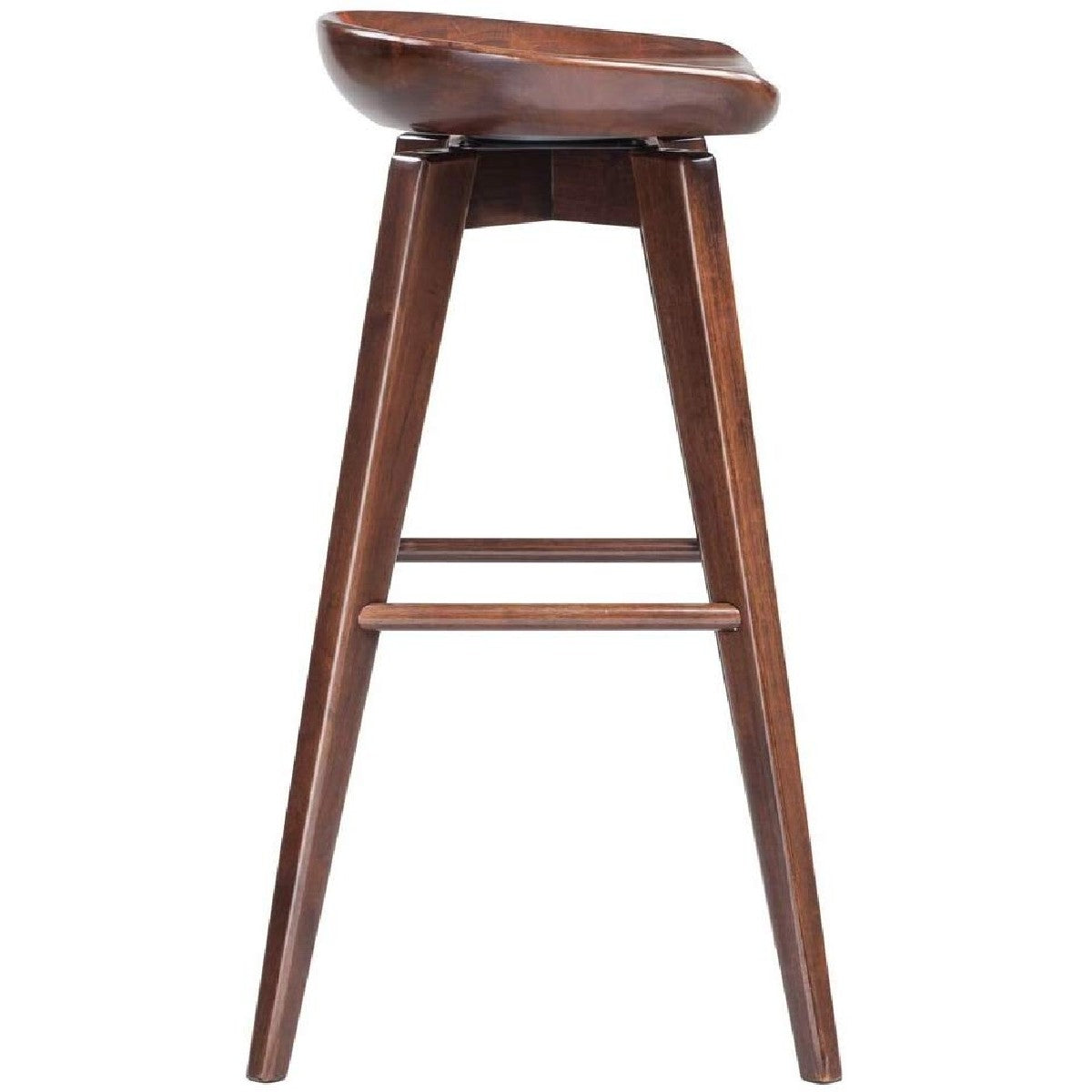 Contoured Seat Wooden Frame Swivel Barstool With Angled Legs, Natural Brown By Benzara | Bar Stools & Tables | Modishstore - 5