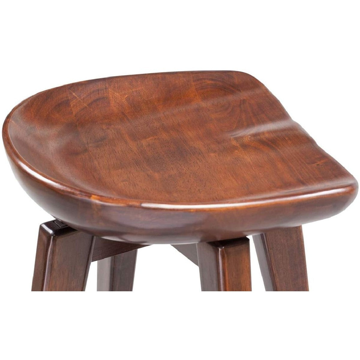 Contoured Seat Wooden Frame Swivel Barstool With Angled Legs, Natural Brown By Benzara | Bar Stools & Tables | Modishstore - 3
