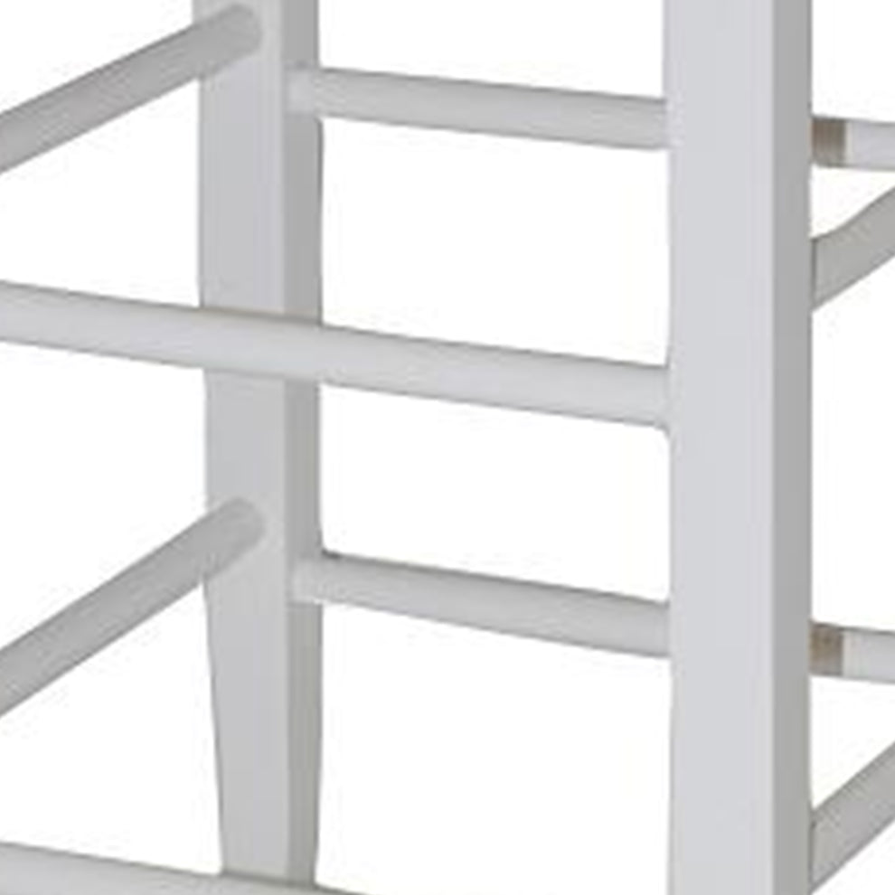 Square Wooden Frame Counter Stool With Hand Woven Rush, White And Brown By Benzara | Bar Stools & Table |  Modishstore  - 5
