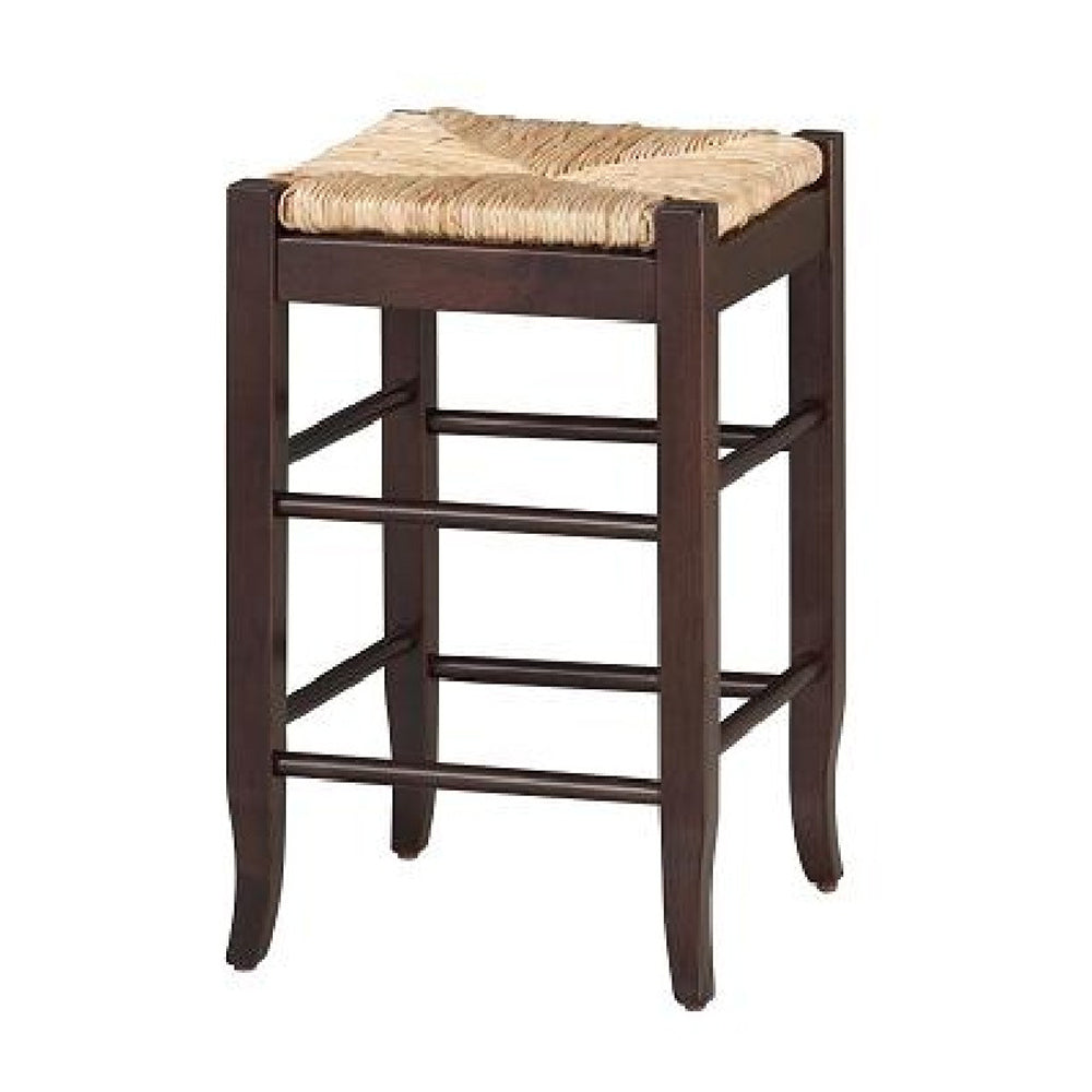 Rush Woven Wooden Frame Counter Stool With Saber Legs, Beige And Dark Brown By Benzara | Bar Stools & Table |  Modishstore 