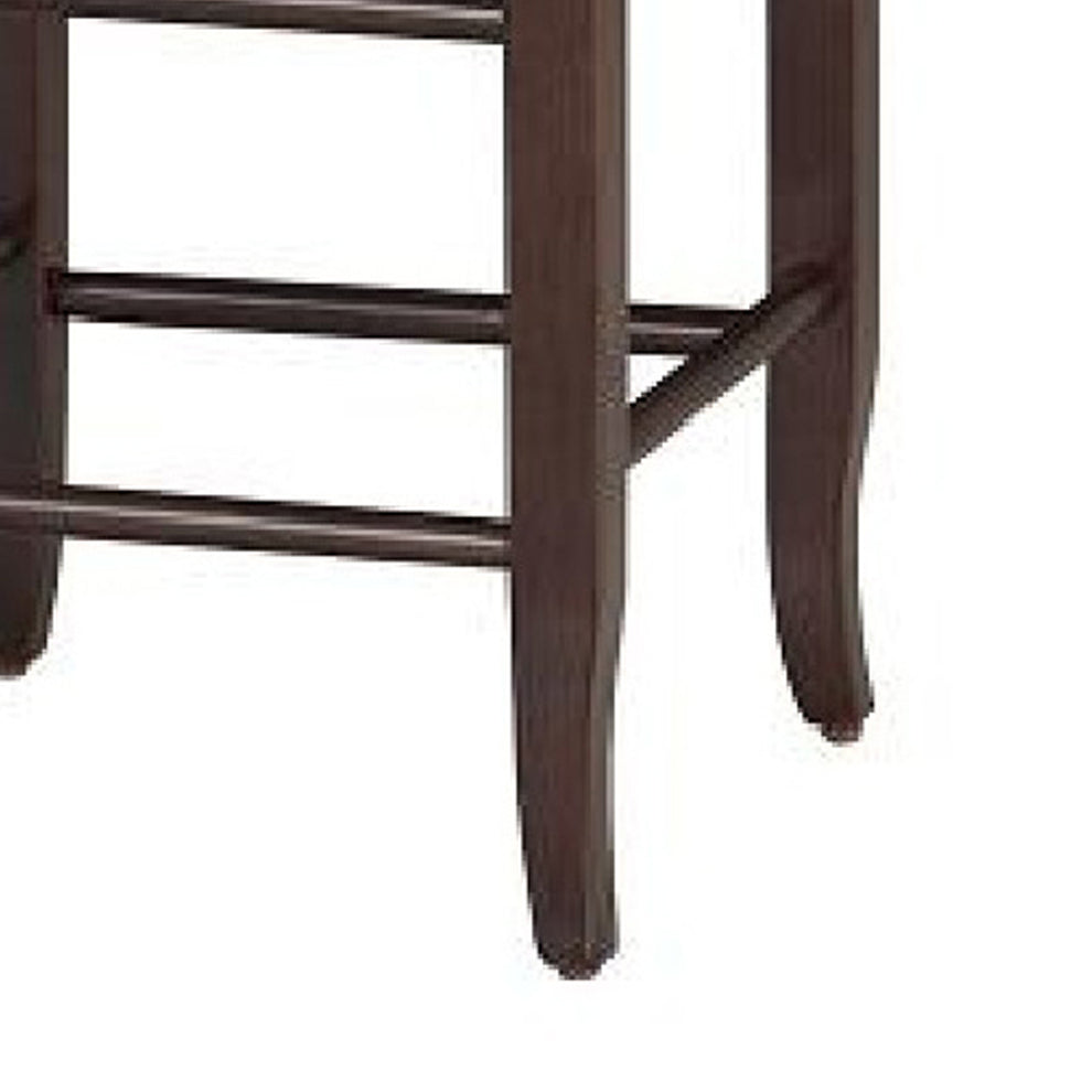 Rush Woven Wooden Frame Counter Stool With Saber Legs, Beige And Dark Brown By Benzara | Bar Stools & Table |  Modishstore  - 2