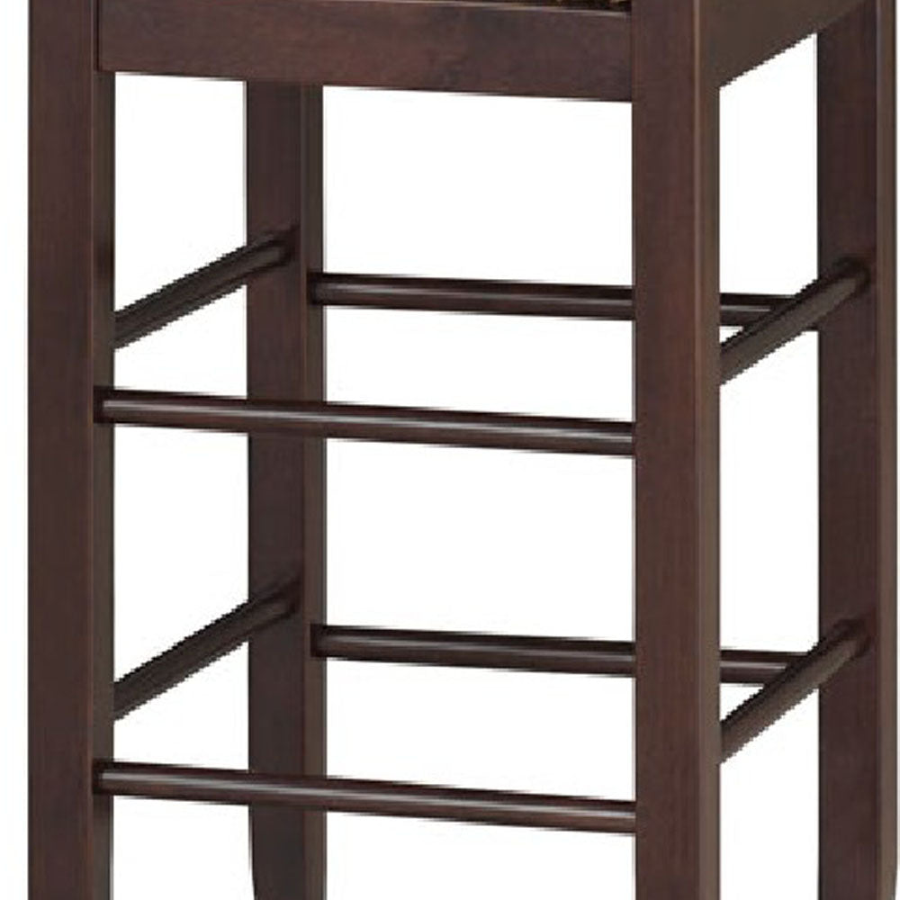 Rush Woven Wooden Frame Barstool With Saber Legs, Beige And Dark Brown By Benzara | Bar Stools & Tables | Modishstore - 4