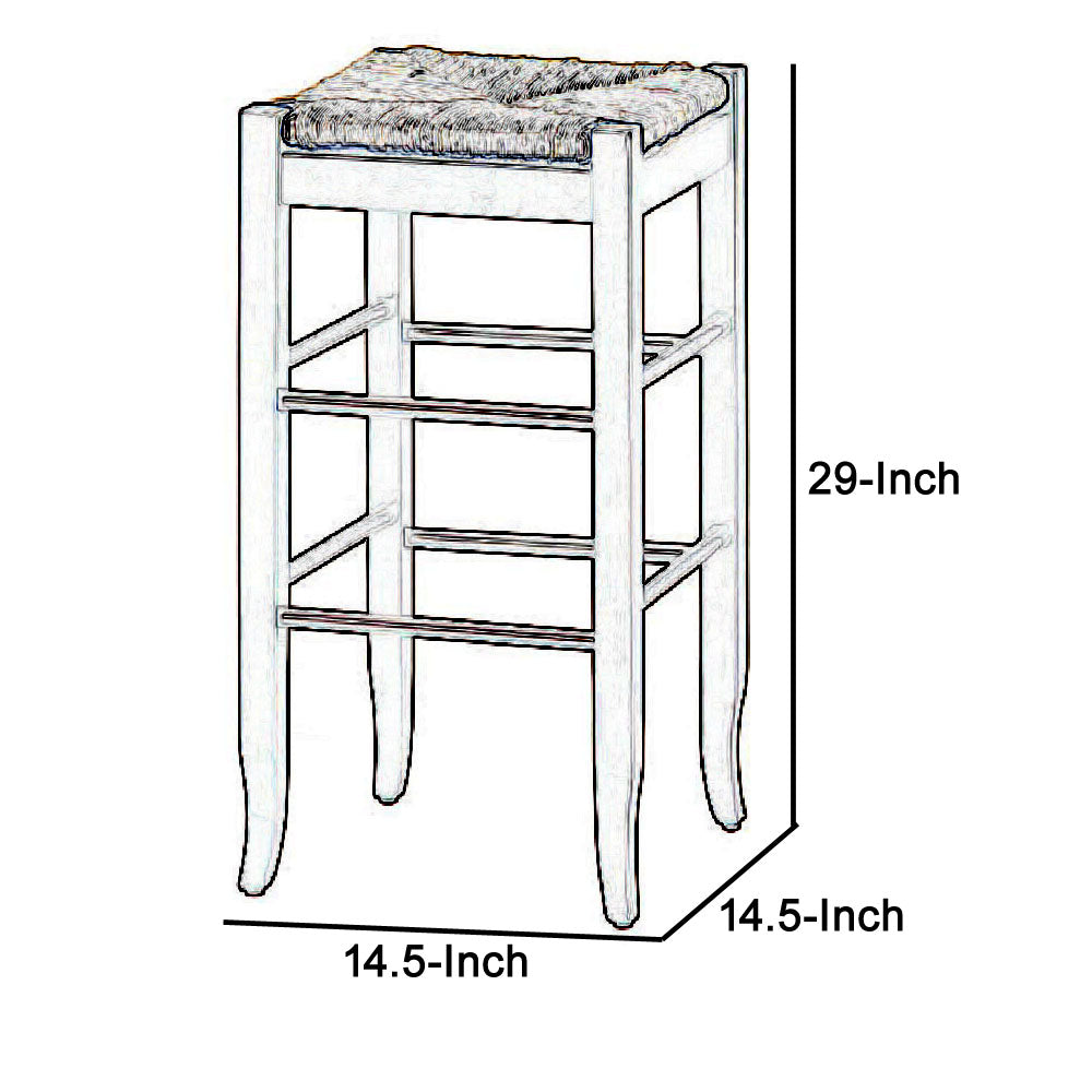 Rush Woven Wooden Frame Barstool With Saber Legs, Beige And Dark Brown By Benzara | Bar Stools & Tables | Modishstore - 5