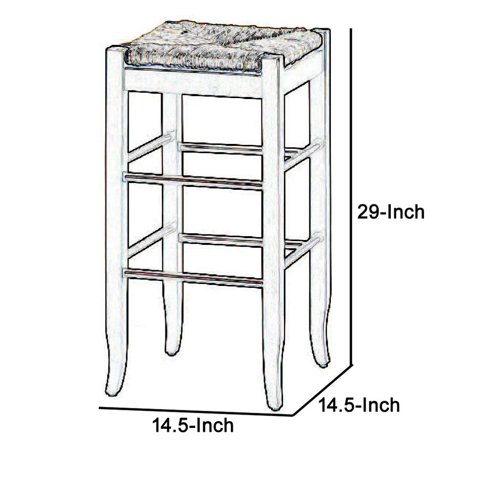 Rush Woven Wooden Frame Barstool With Saber Legs, Beige And Dark Brown By Benzara | Bar Stools & Tables | Modishstore - 5