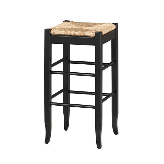Rush Woven Wooden Frame Barstool With Saber Legs, Beige And Black By Benzara | Bar Stools & Tables | Modishstore