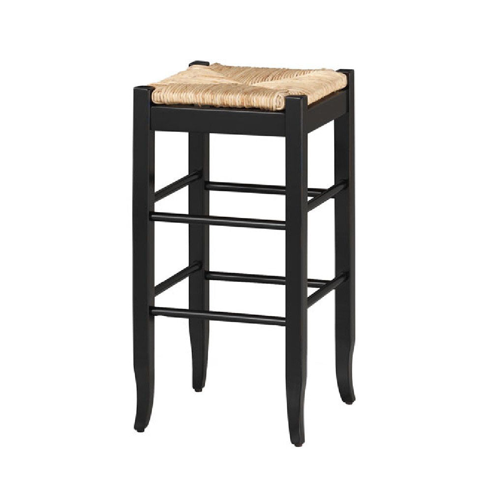 Rush Woven Wooden Frame Barstool With Saber Legs, Beige And Black By Benzara | Bar Stools & Tables | Modishstore
