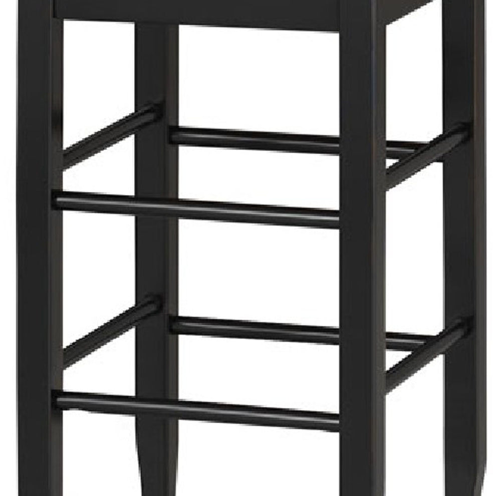 Rush Woven Wooden Frame Barstool With Saber Legs, Beige And Black By Benzara | Bar Stools & Tables | Modishstore - 4