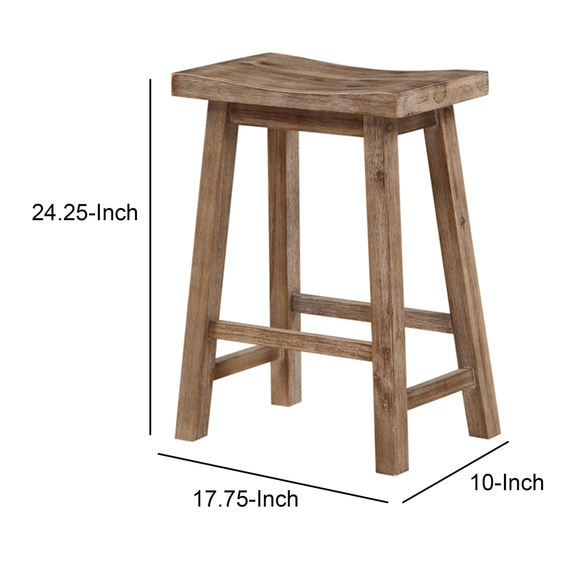 Wooden Frame Saddle Seat Counter Height Stool With Angled Legs, Gray By Benzara | Bar Stools & Table |  Modishstore  - 2