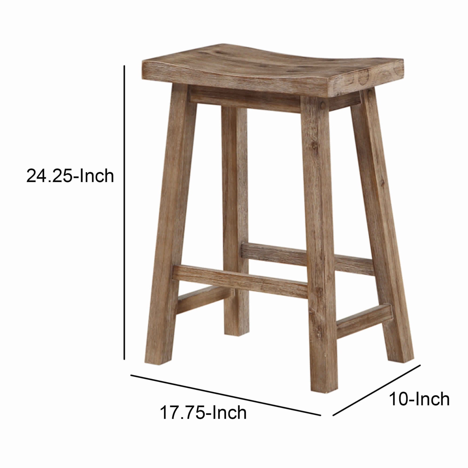 Wooden Frame Saddle Seat Counter Height Stool With Angled Legs, Gray By Benzara | Bar Stools & Table |  Modishstore  - 3