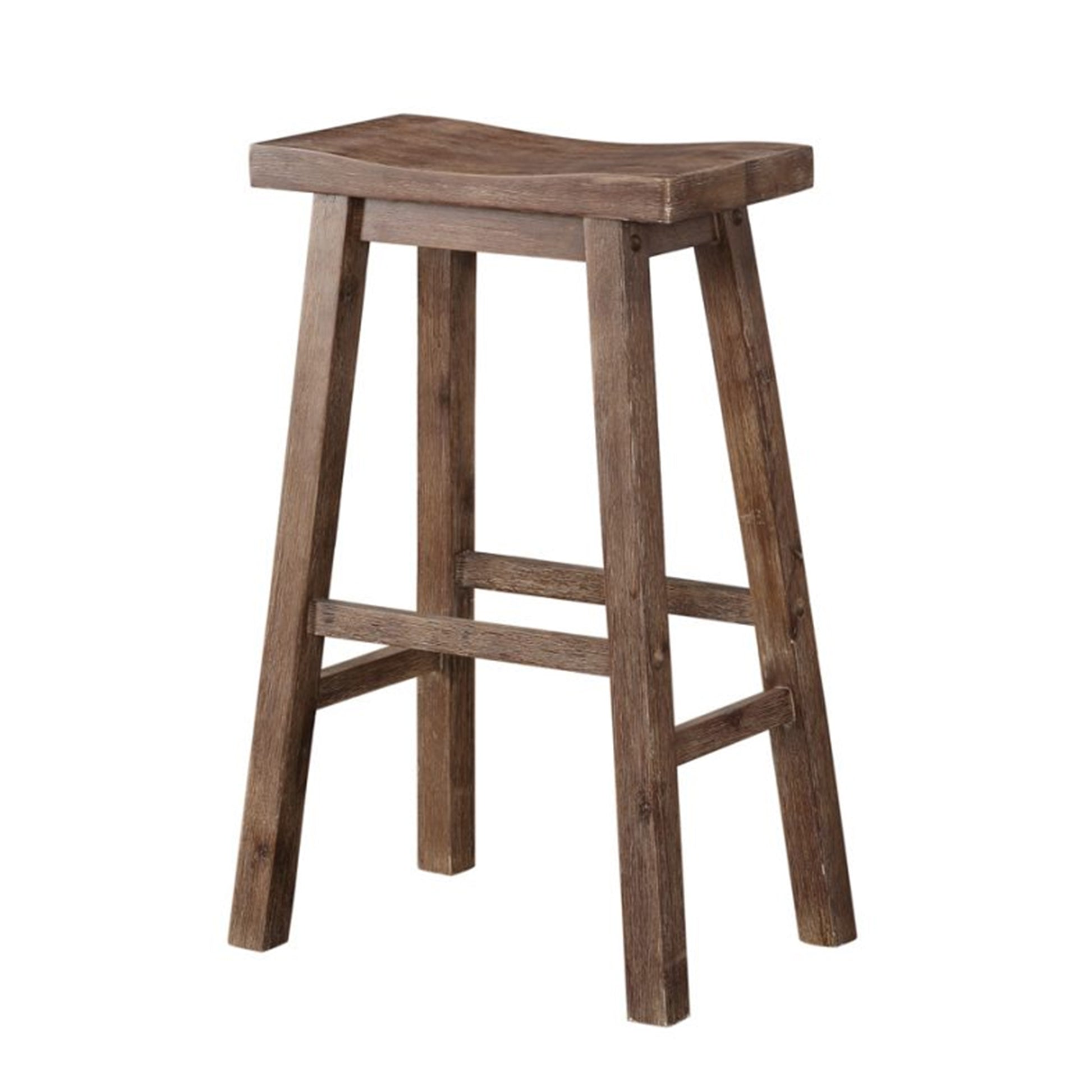 Wooden Frame Saddle Seat Bar Height Stool With Angled Legs, Large, Gray By Benzara | Bar Stools & Table |  Modishstore 
