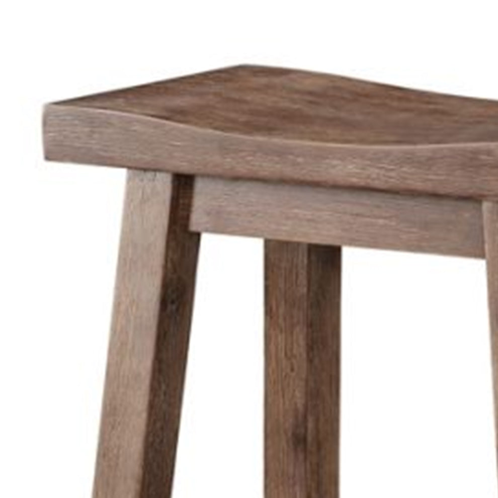 Wooden Frame Saddle Seat Bar Height Stool With Angled Legs, Large, Gray By Benzara | Bar Stools & Table |  Modishstore  - 5