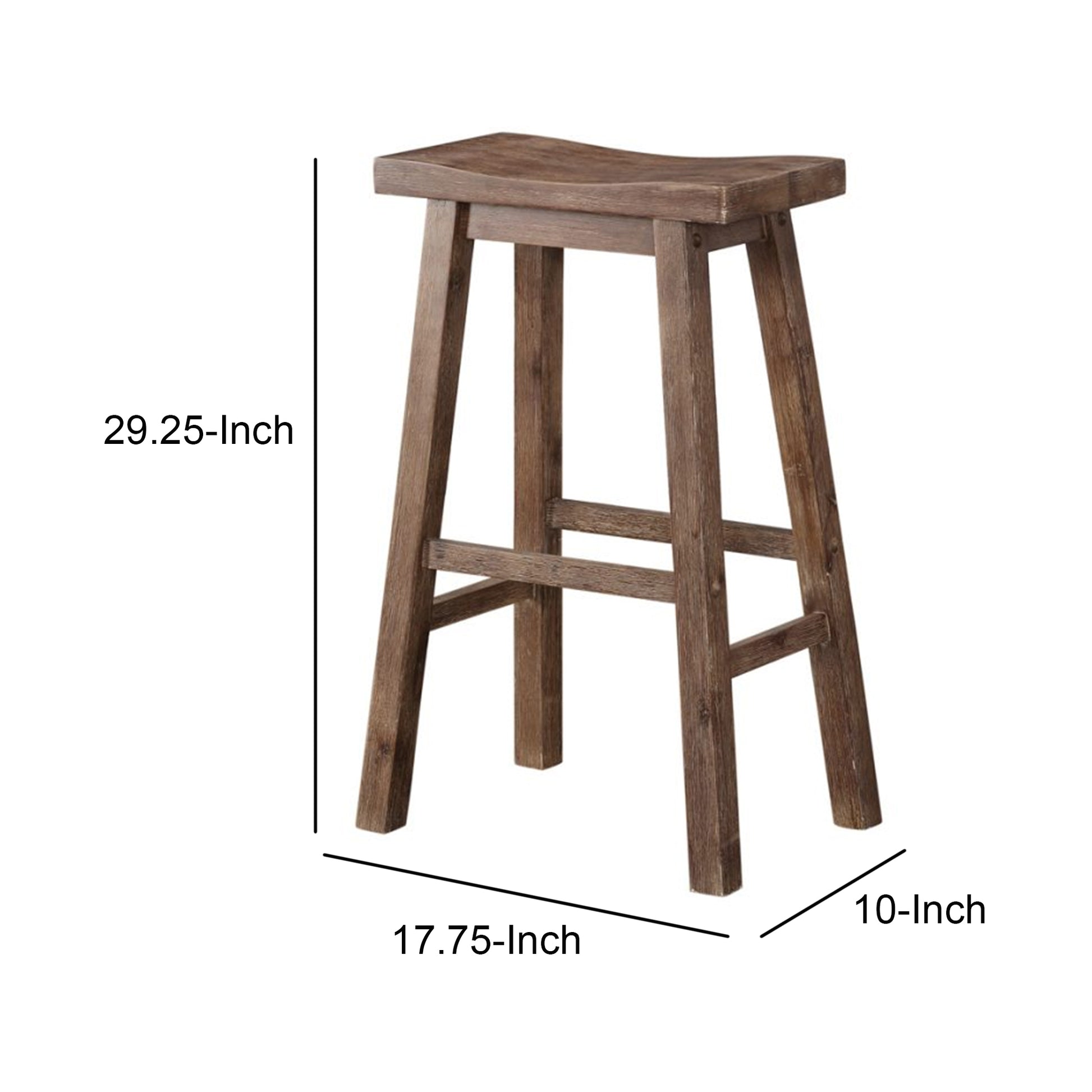 Wooden Frame Saddle Seat Bar Height Stool With Angled Legs, Large, Gray By Benzara | Bar Stools & Table |  Modishstore  - 2