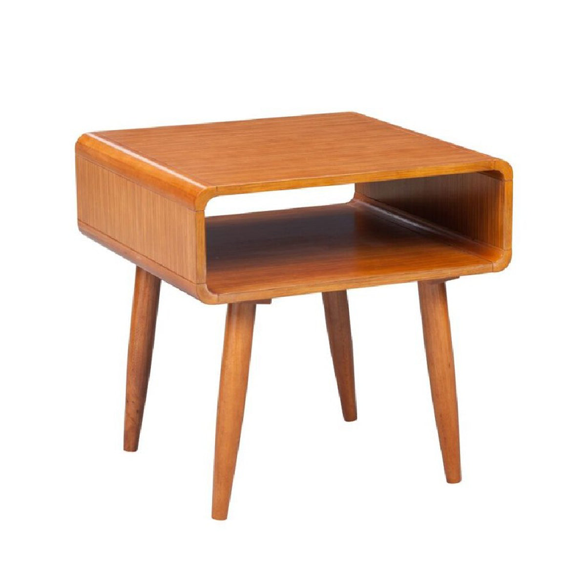 Rectangular Wooden End Table With Open Shelf And Splayed Legs, Brown By Benzara | Side Tables |  Modishstore 