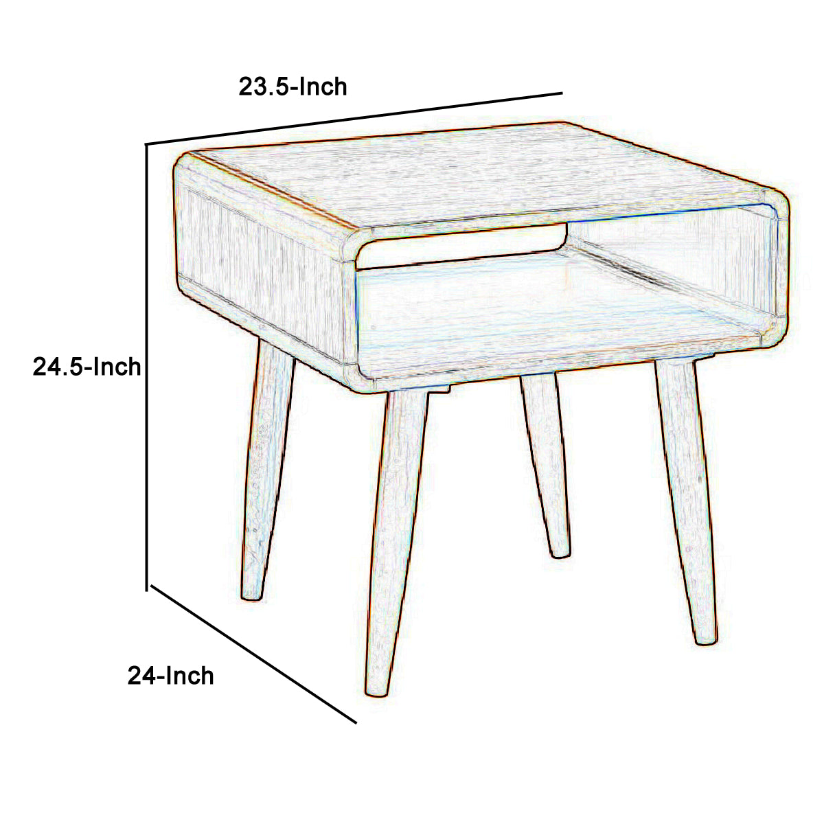 Rectangular Wooden End Table With Open Shelf And Splayed Legs, Brown By Benzara | Side Tables |  Modishstore  - 2