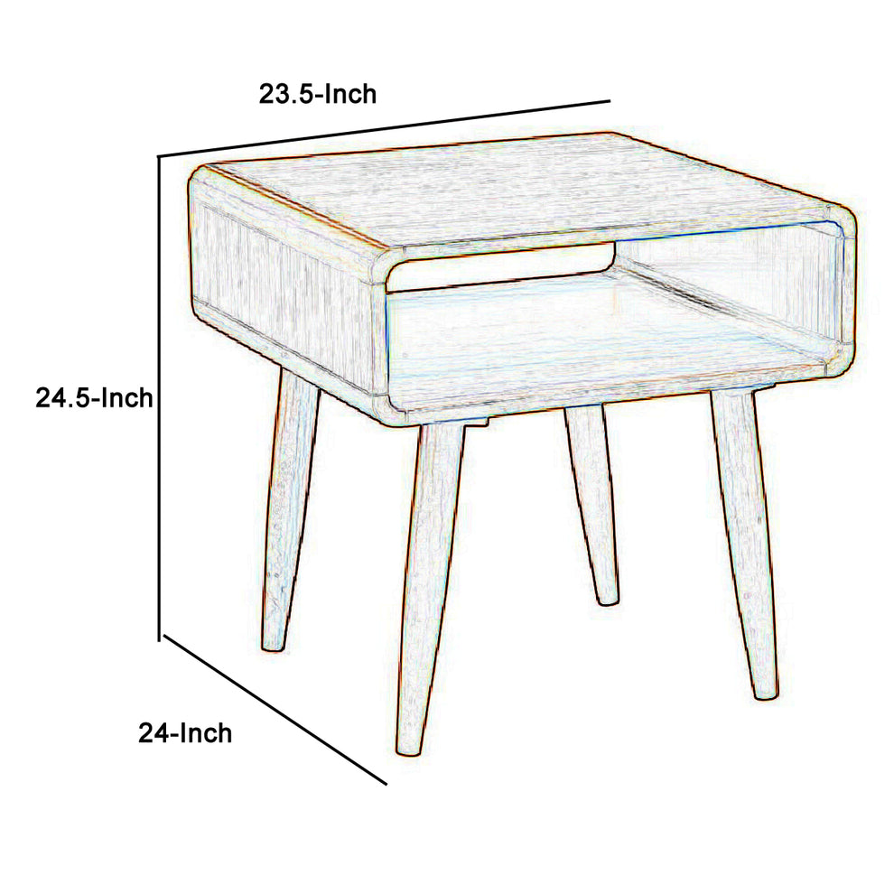 Rectangular Wooden End Table With Open Shelf And Splayed Legs, Brown By Benzara | Side Tables |  Modishstore  - 2
