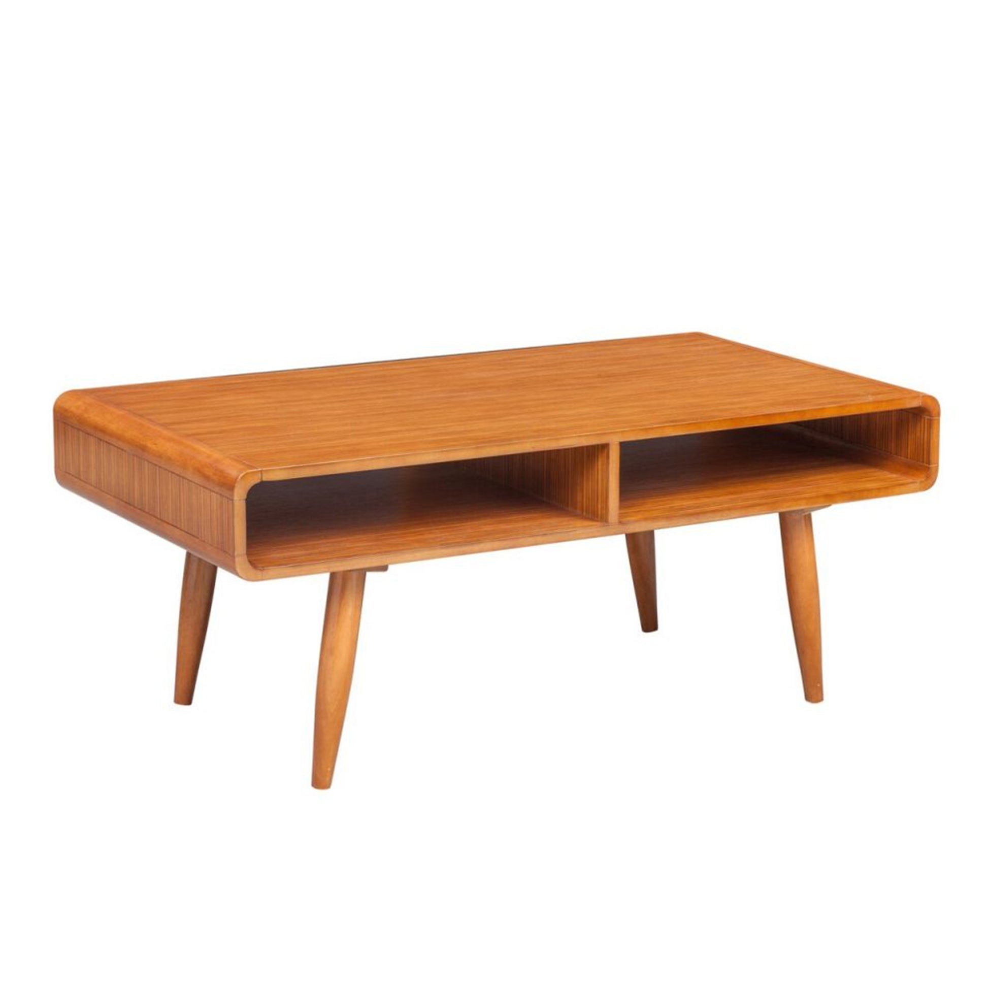 Rectangular Wooden Frame Coffee Table With 2 Open Shelves, Brown By Benzara | Coffee Tables |  Modishstore 