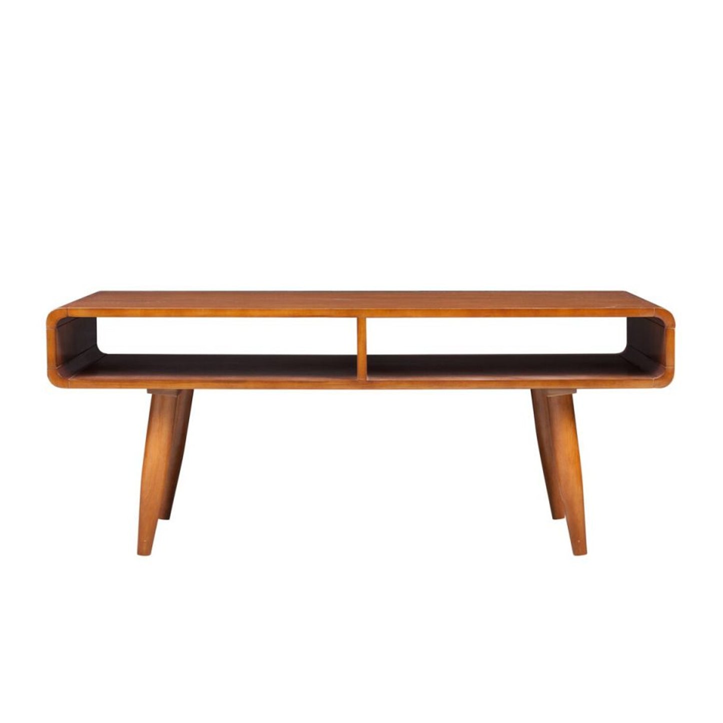 Rectangular Wooden Frame Coffee Table With 2 Open Shelves, Brown By Benzara | Coffee Tables |  Modishstore  - 4