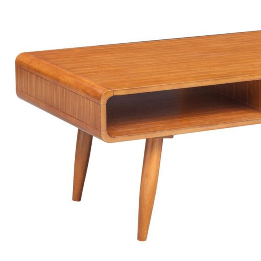 Rectangular Wooden Frame Coffee Table With 2 Open Shelves, Brown By Benzara | Coffee Tables |  Modishstore  - 5