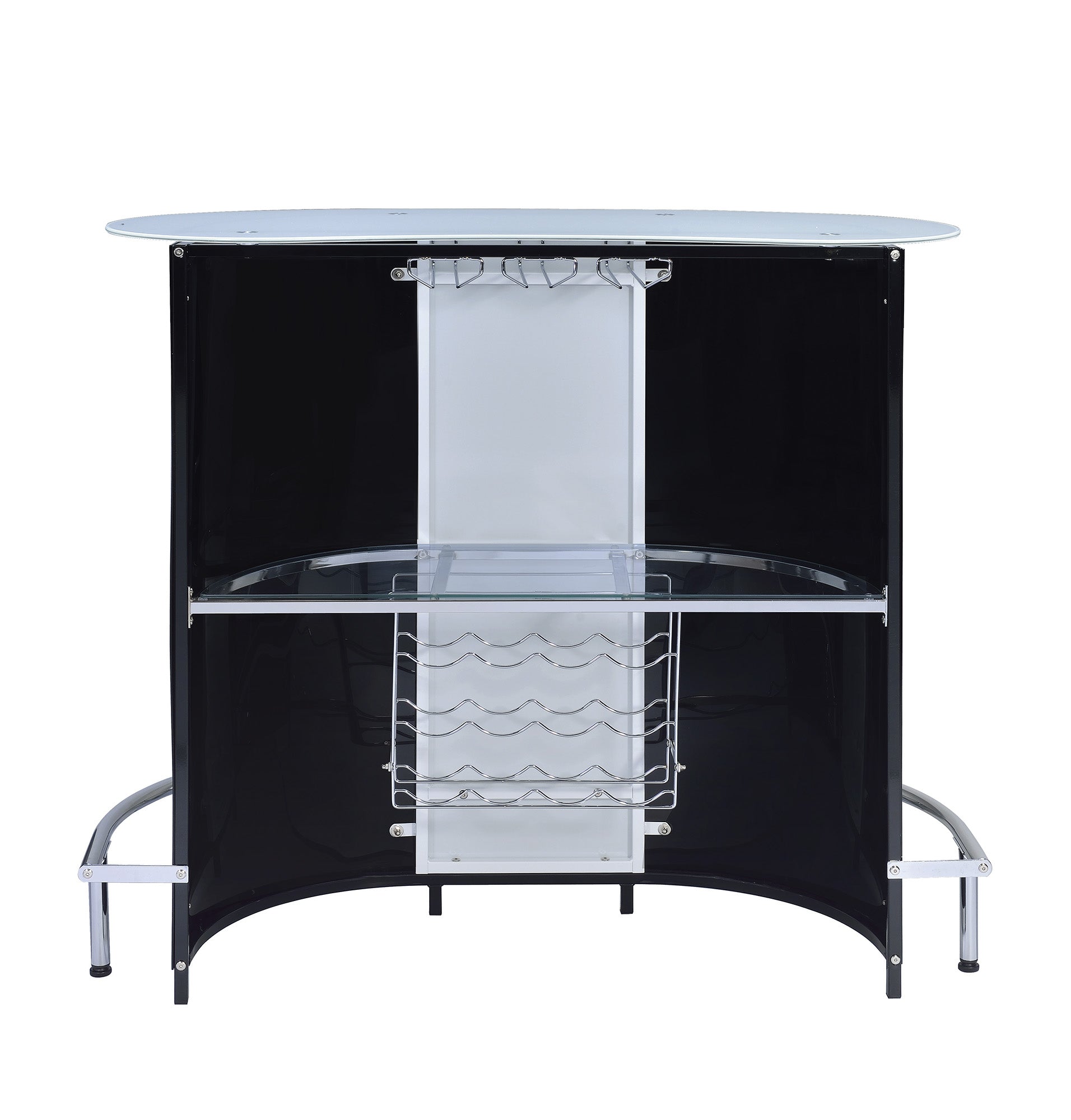 Contemporary Bar Unit With Frosted Glass Top, White And Black By Benzara | Wine Racks | Modishstore - 5