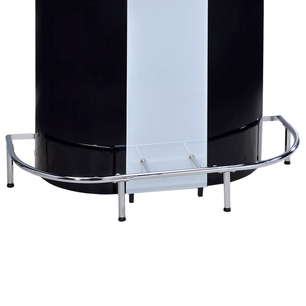 Contemporary Bar Unit With Frosted Glass Top, White And Black By Benzara | Wine Racks | Modishstore - 3