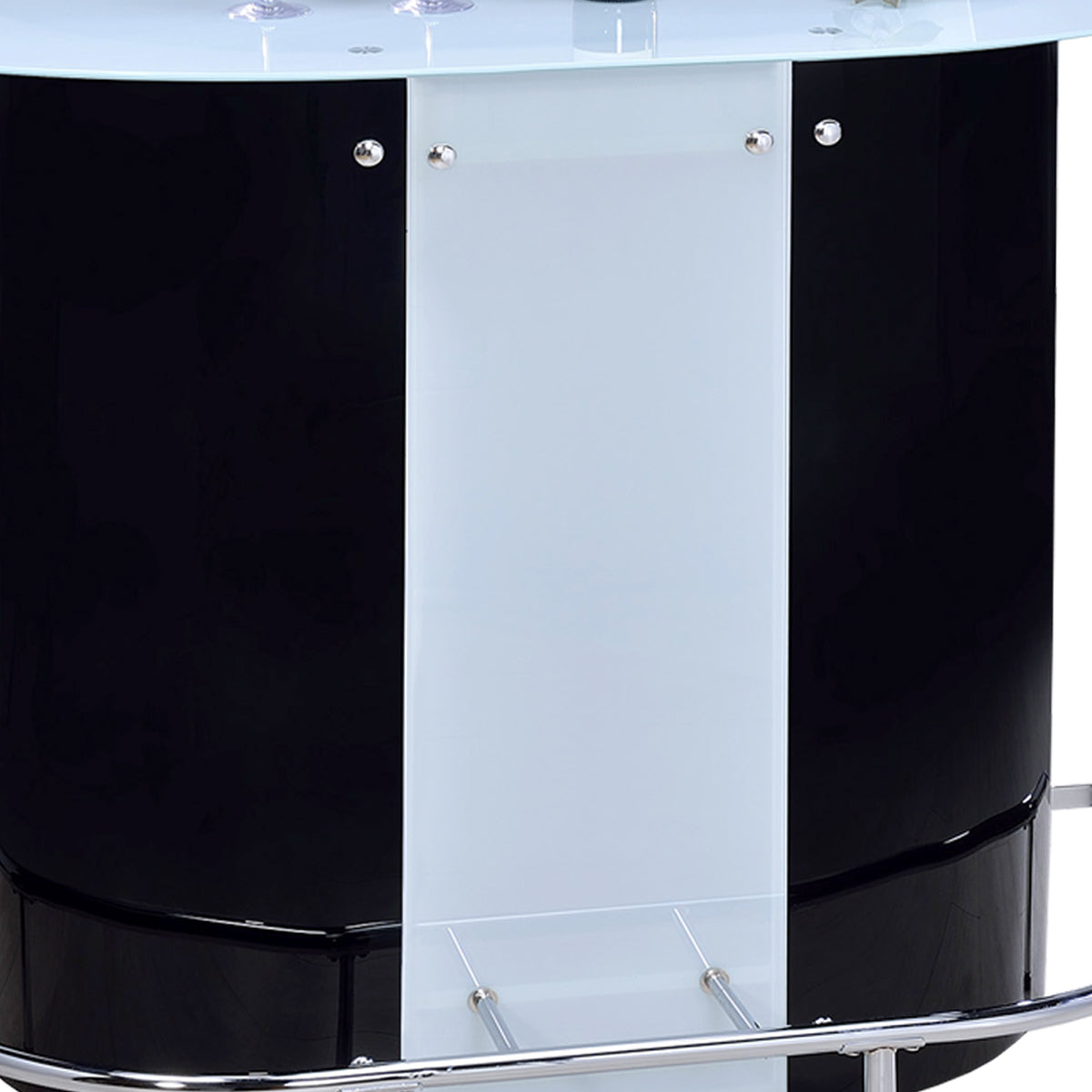 Contemporary Bar Unit With Frosted Glass Top, White And Black By Benzara | Wine Racks | Modishstore - 2