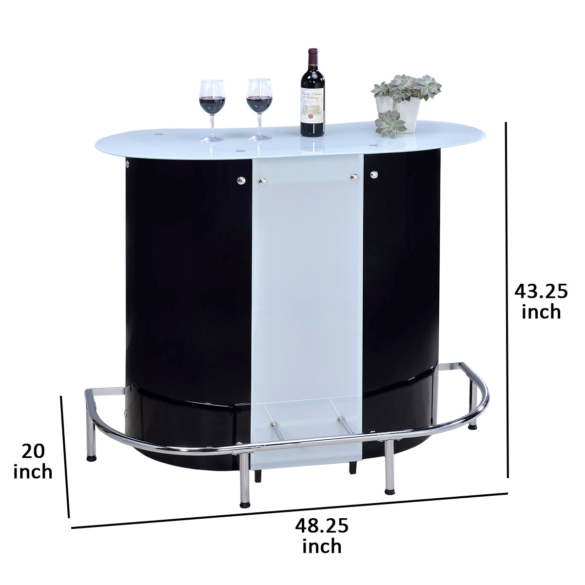 Contemporary Bar Unit With Frosted Glass Top, White And Black By Benzara | Wine Racks | Modishstore - 4