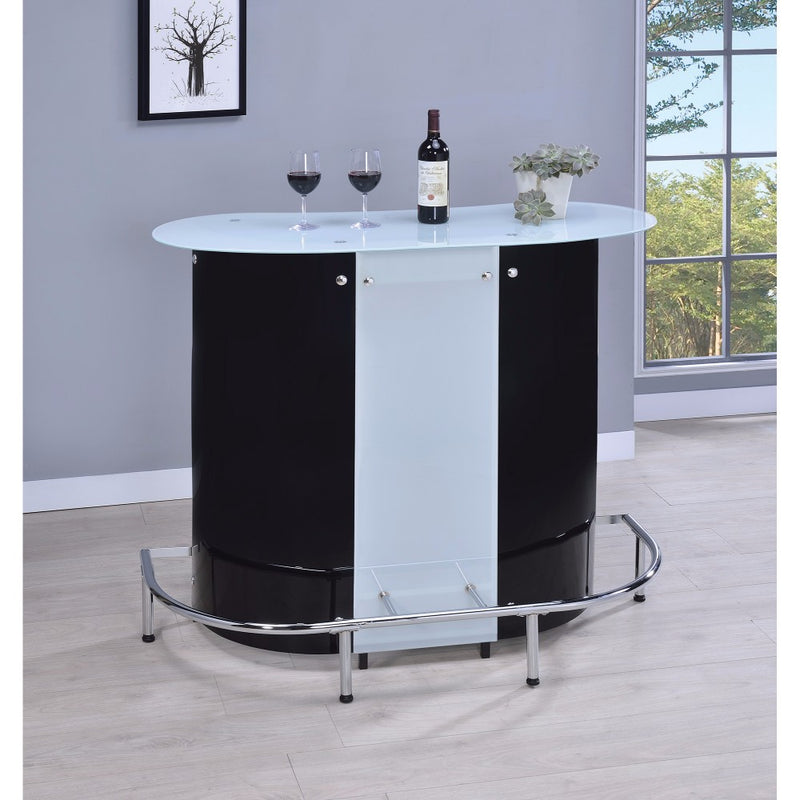 Contemporary Bar Unit With Frosted Glass Top, White And Black By Benzara | Wine Racks | Modishstore